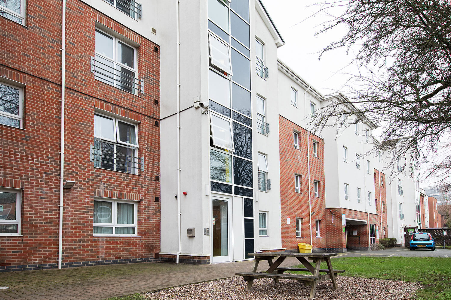Courtyard garden at Raglan House student accommodation in Coventry