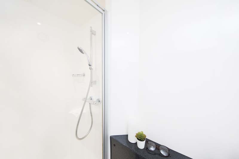 Shower in a Classic Studio bathroom (representative of Premium Range 1 Studio)