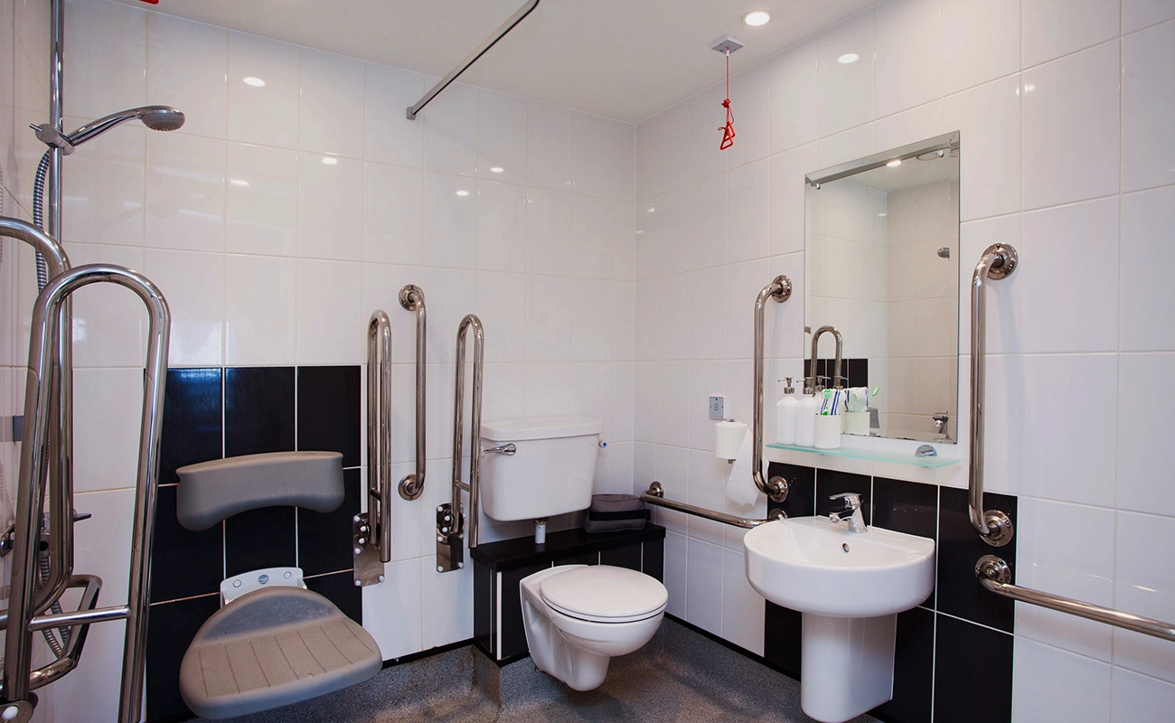 Accessible bathroom adapted for additional needs