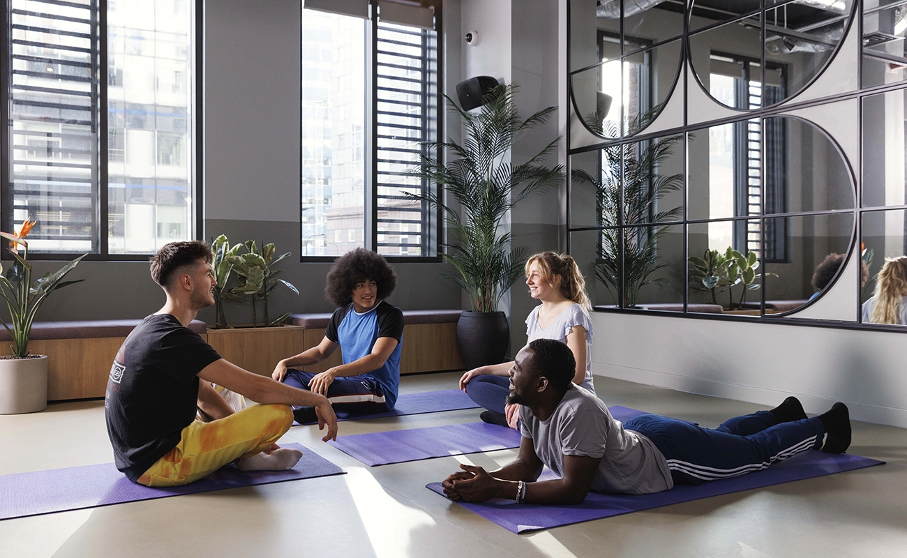 Students using the yoga room