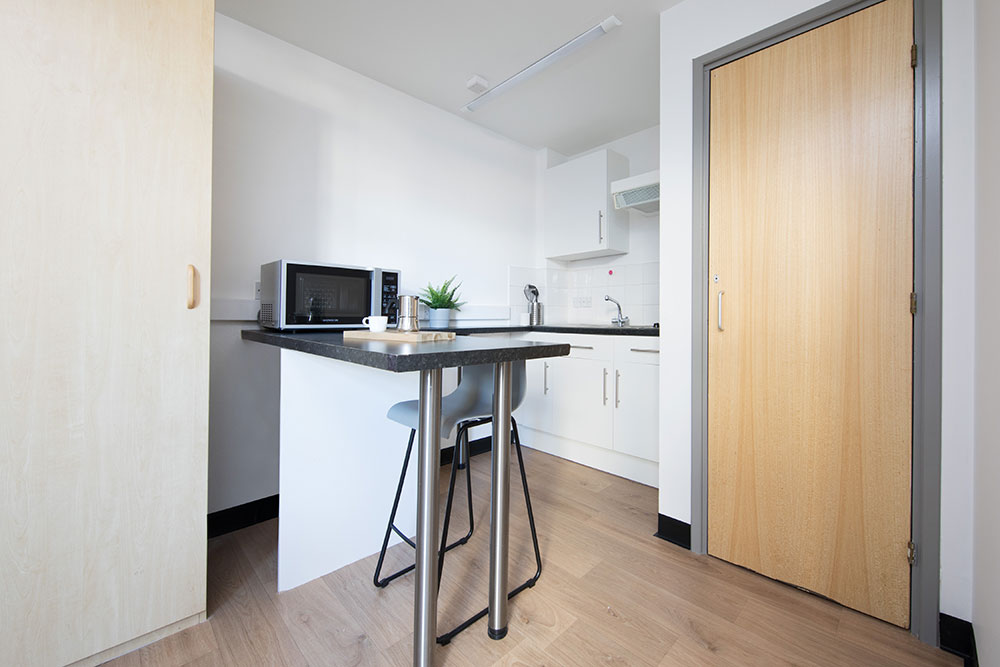 Kitchen in a Classic Studio at Magnet Court in Newcastle, Unite Students accommodation