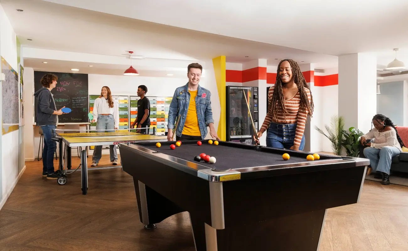 Students in the games room