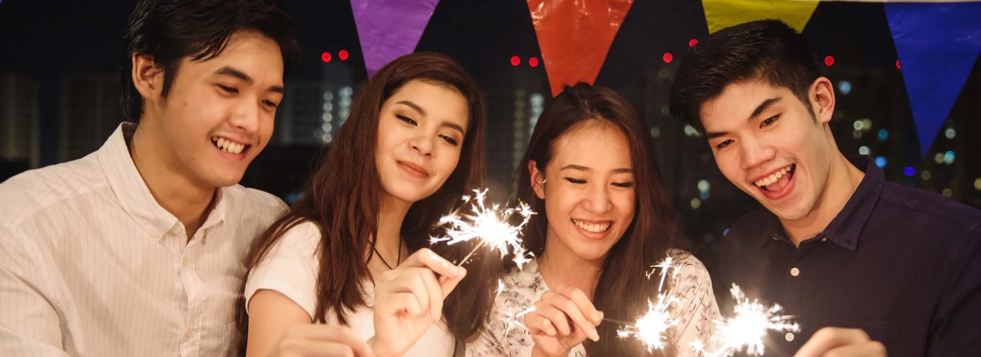 Students Holding Sparklers