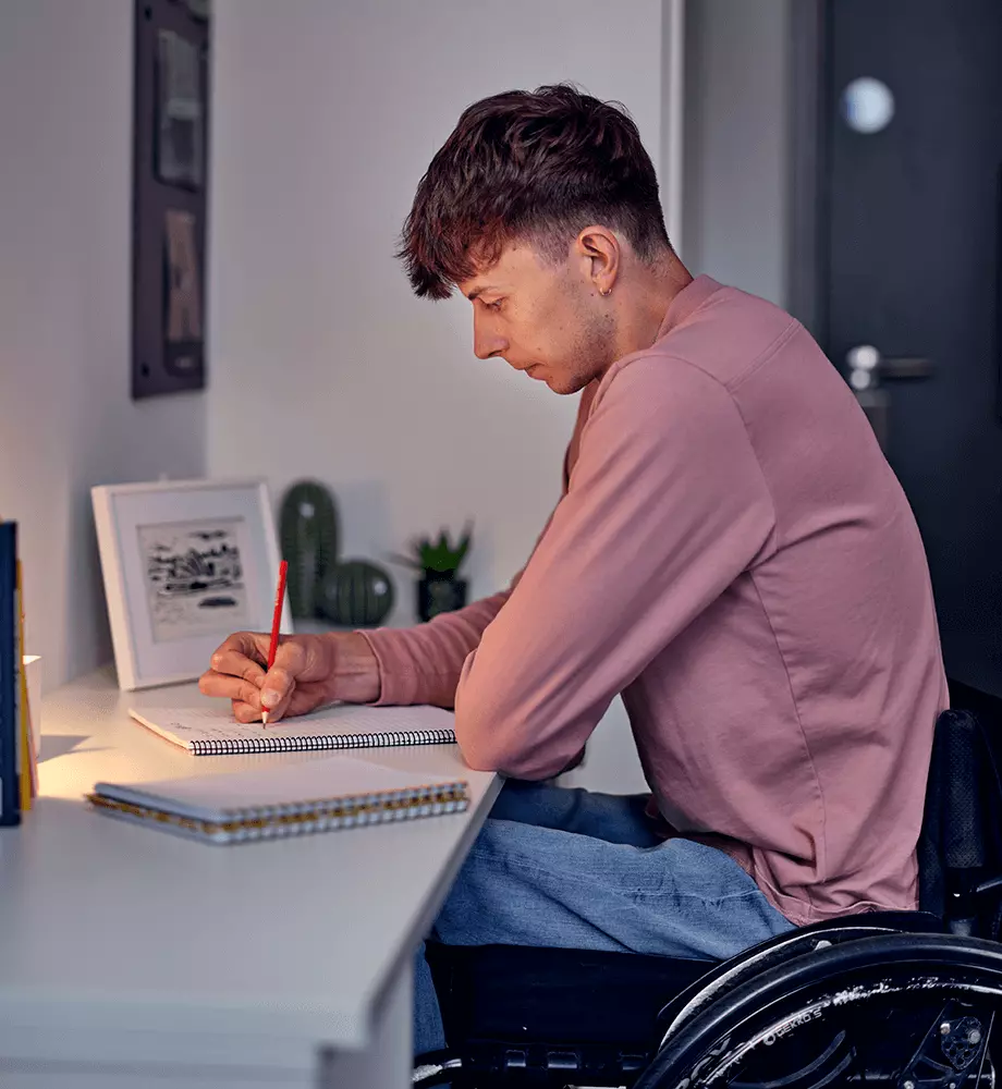 Student Studying at Desk