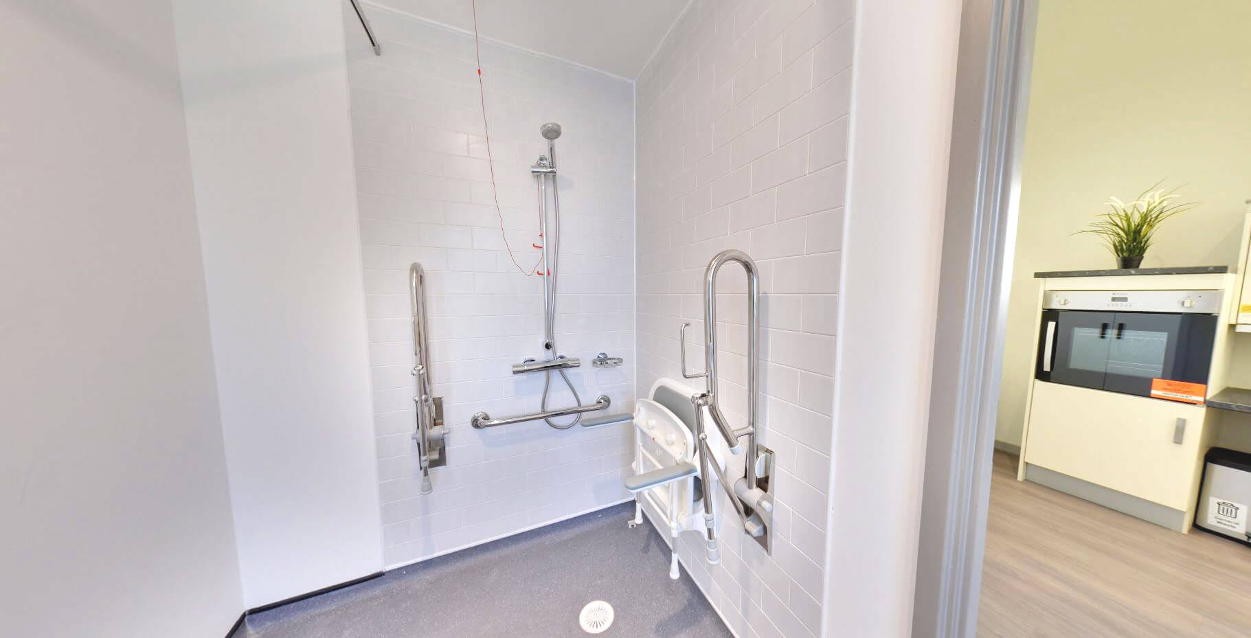 Classic accessible studio bathroom