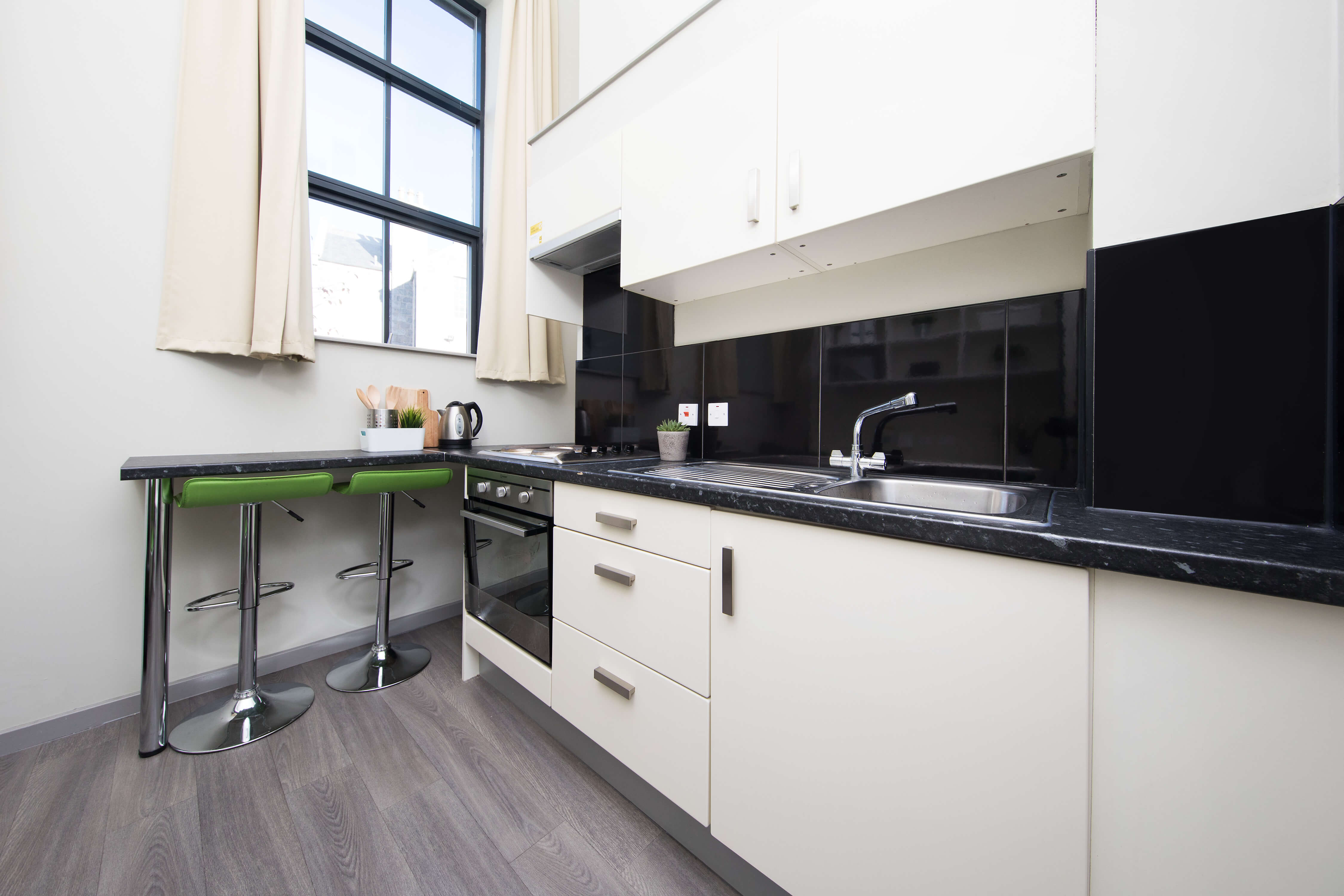 Kitchen in a studio room