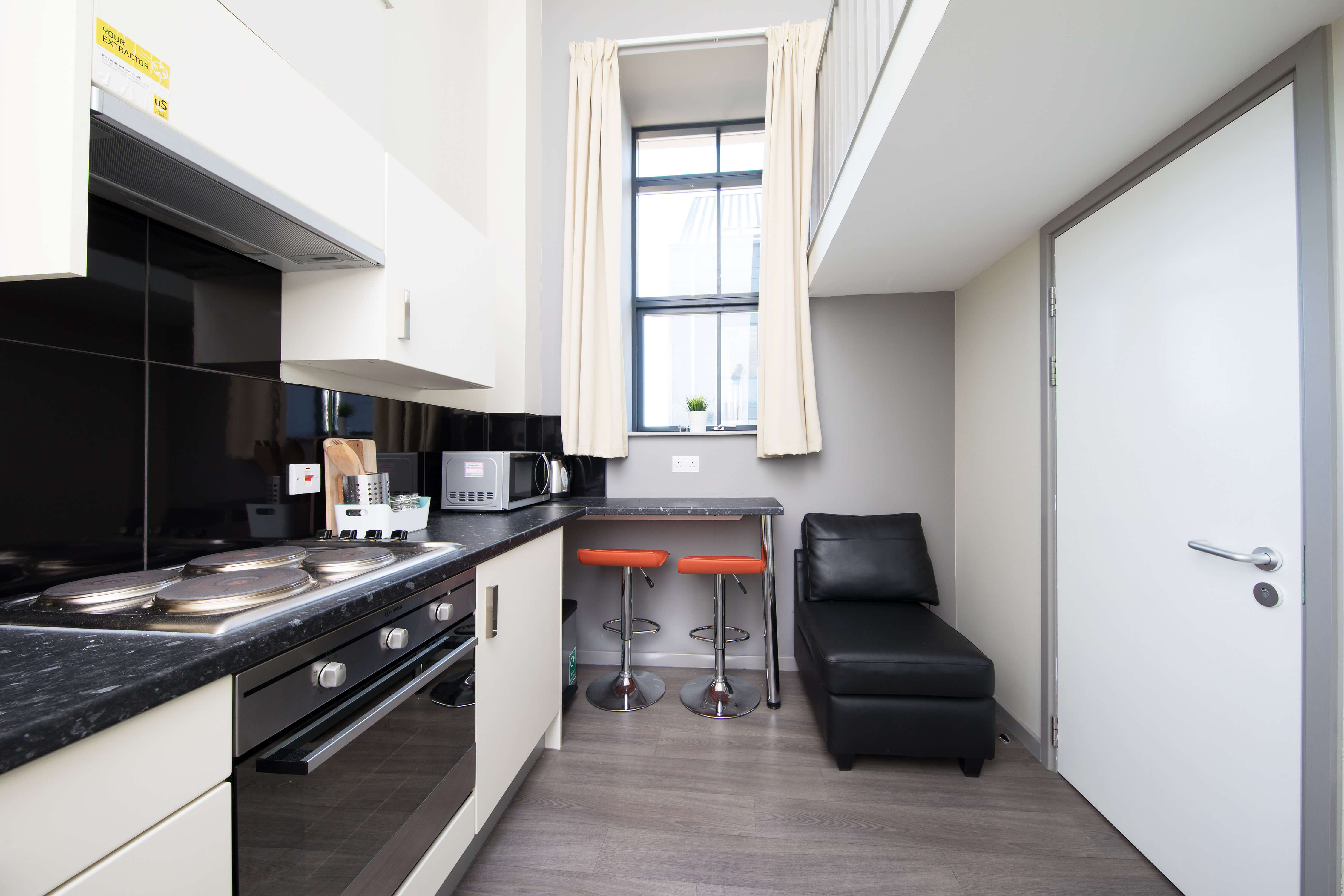 Kitchen in a studio room