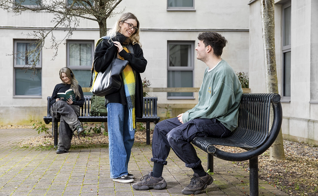 Students chatting in the courtyard