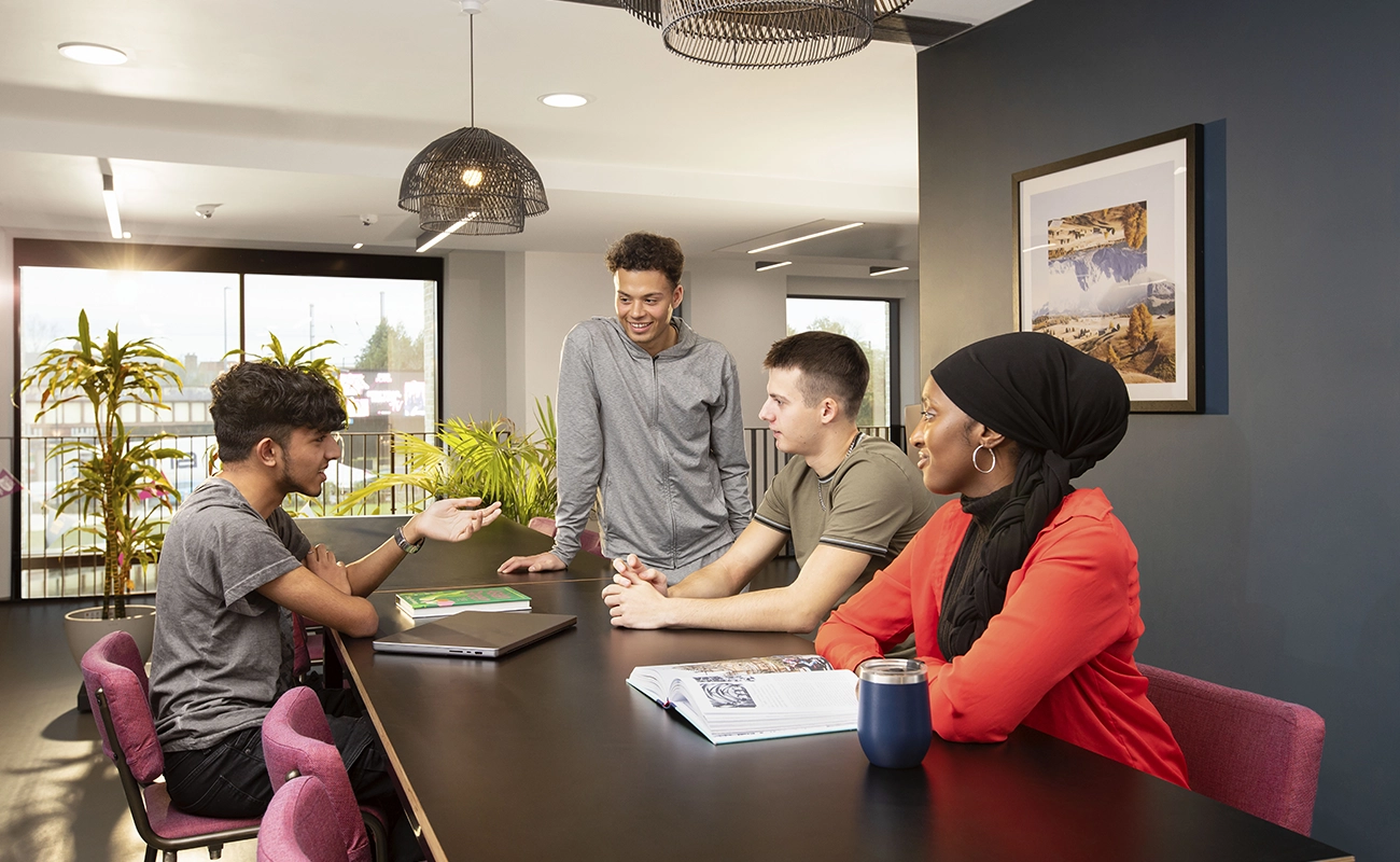 Students using the social study area