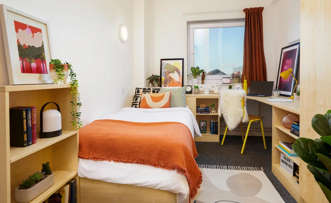 Bed and study space in an Ensuite Premium Range 1