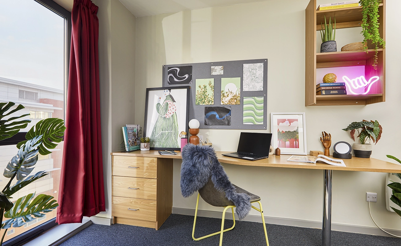 Study space in an Ensuite Premium Range 1 room