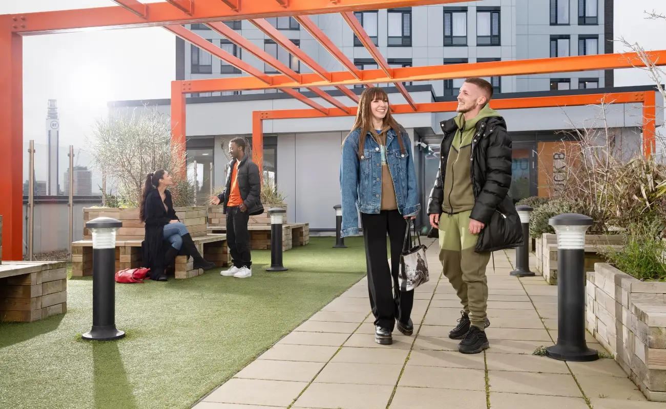 Students on the rooftop