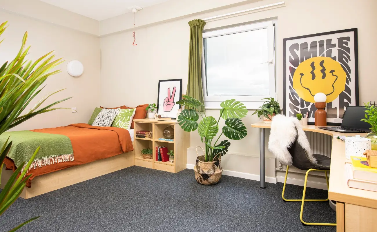 Bed and study space in an Accessible Ensuite Premium Range 2