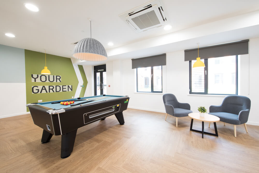 Pool table and seating