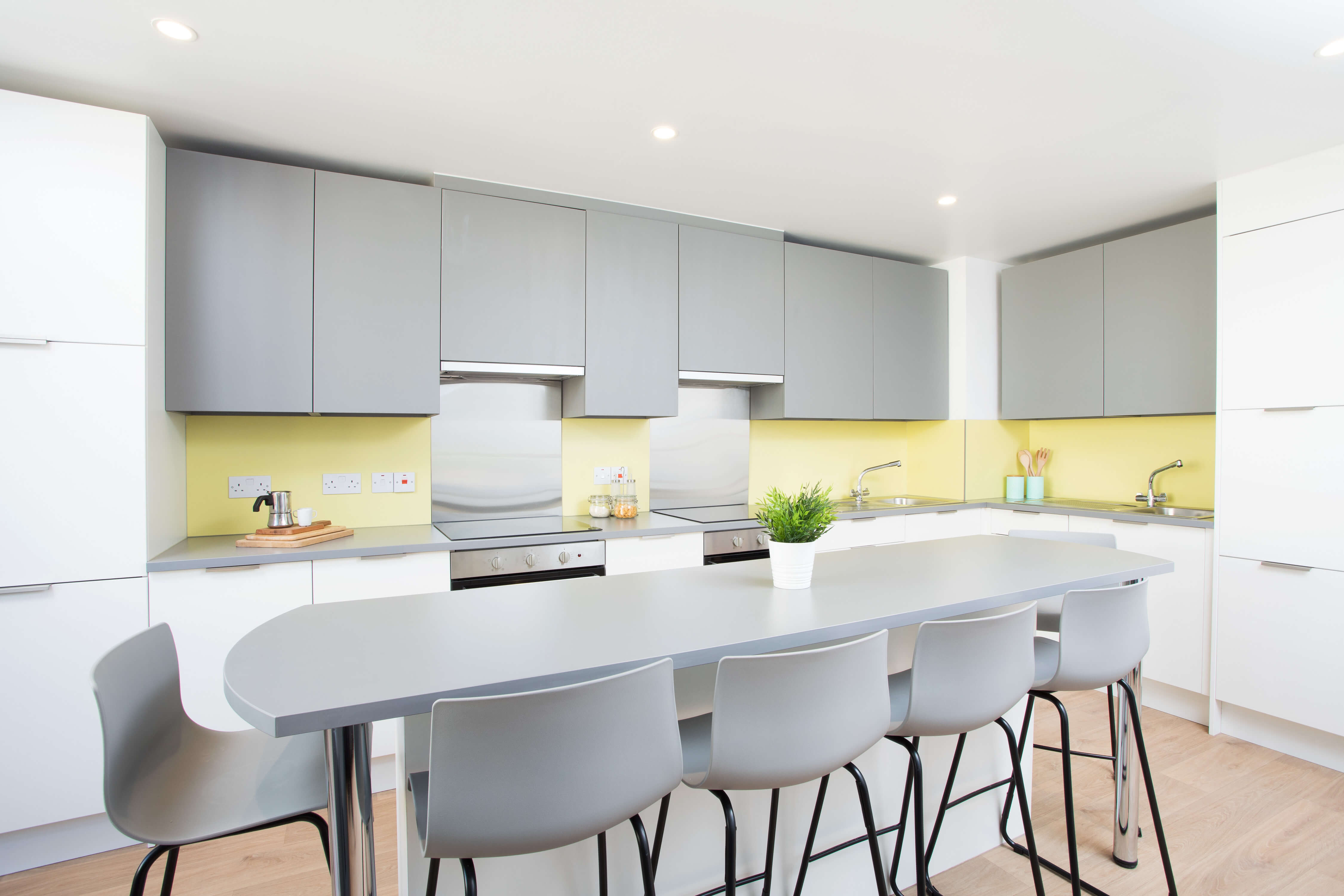 Breakfast bar island in kitchen