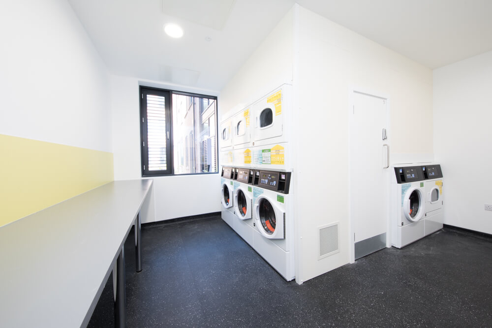 Washing machines in a room