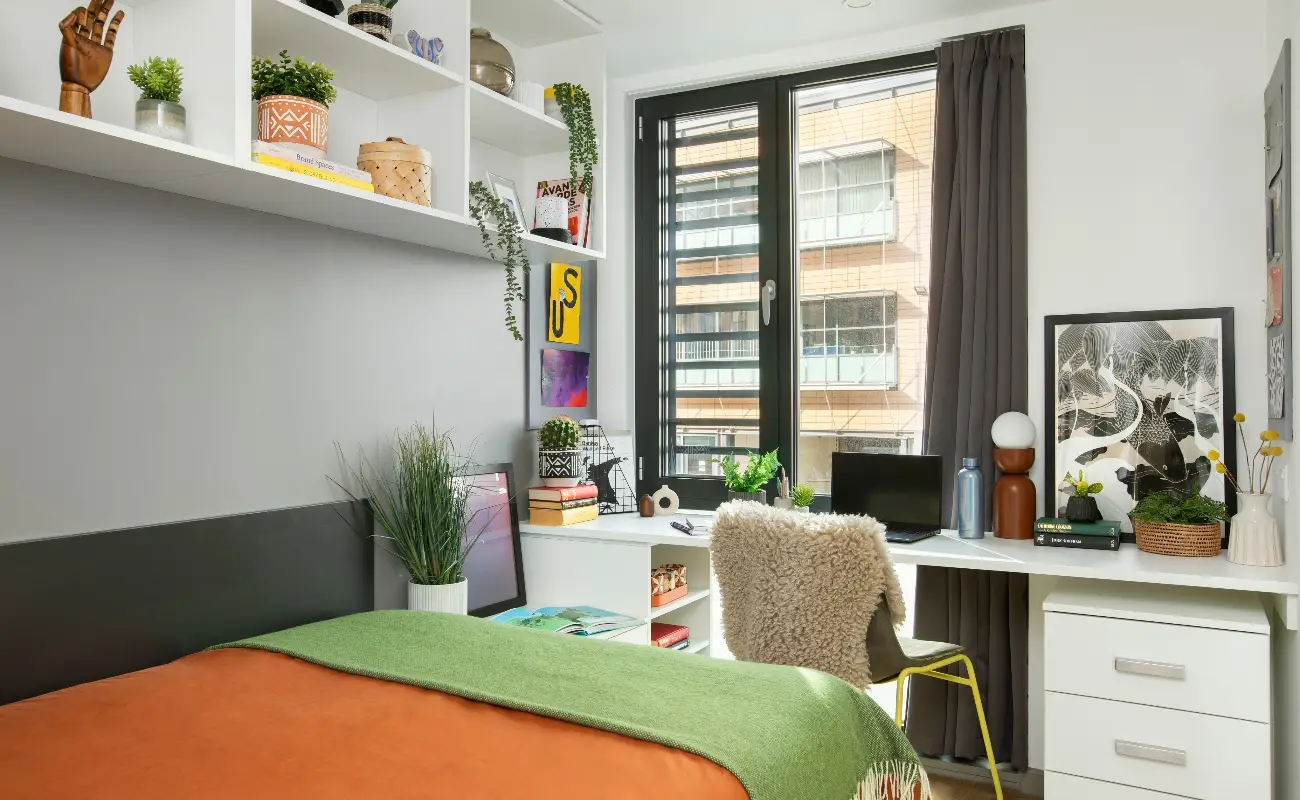 Bed and study space in an Ensuite Premium Range 1