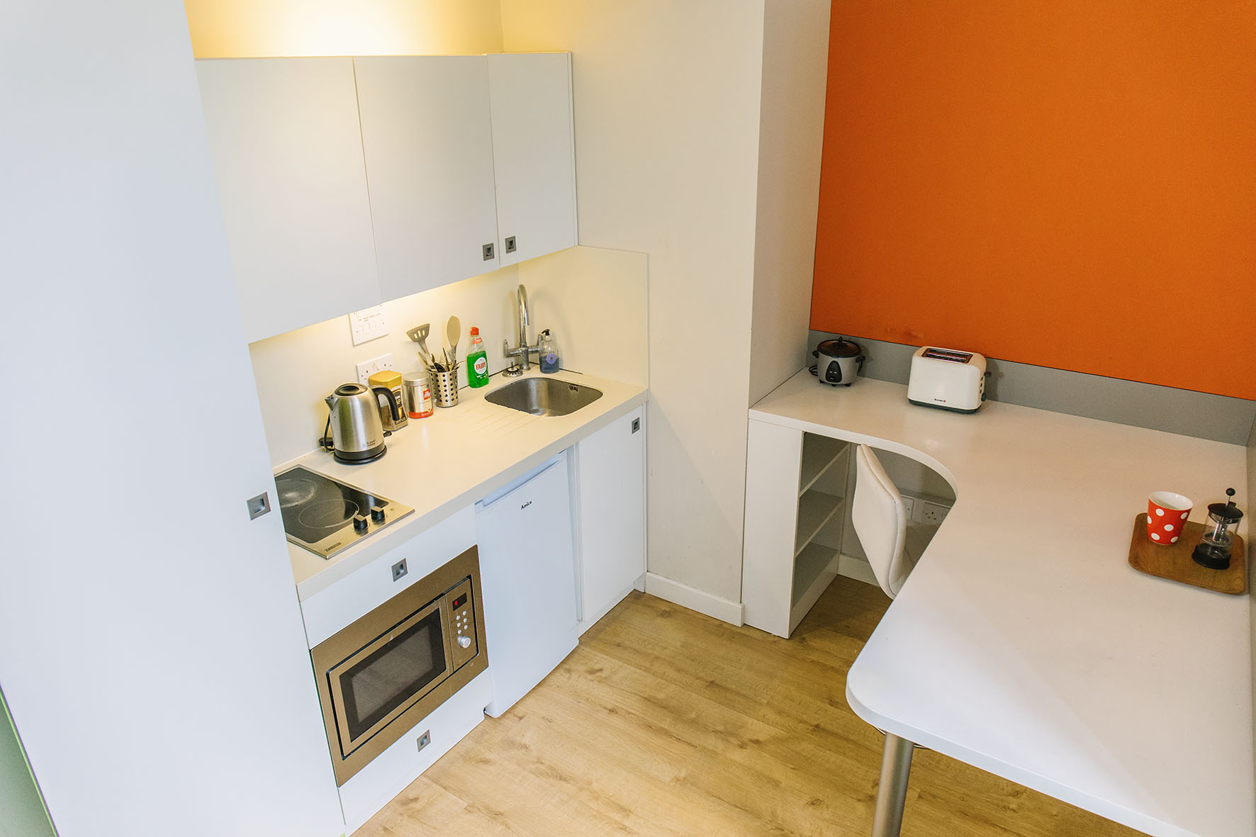 Kitchen in a Premium Range 3 Studio room at Cathedral Park in Bristol, Unite Students accommodation