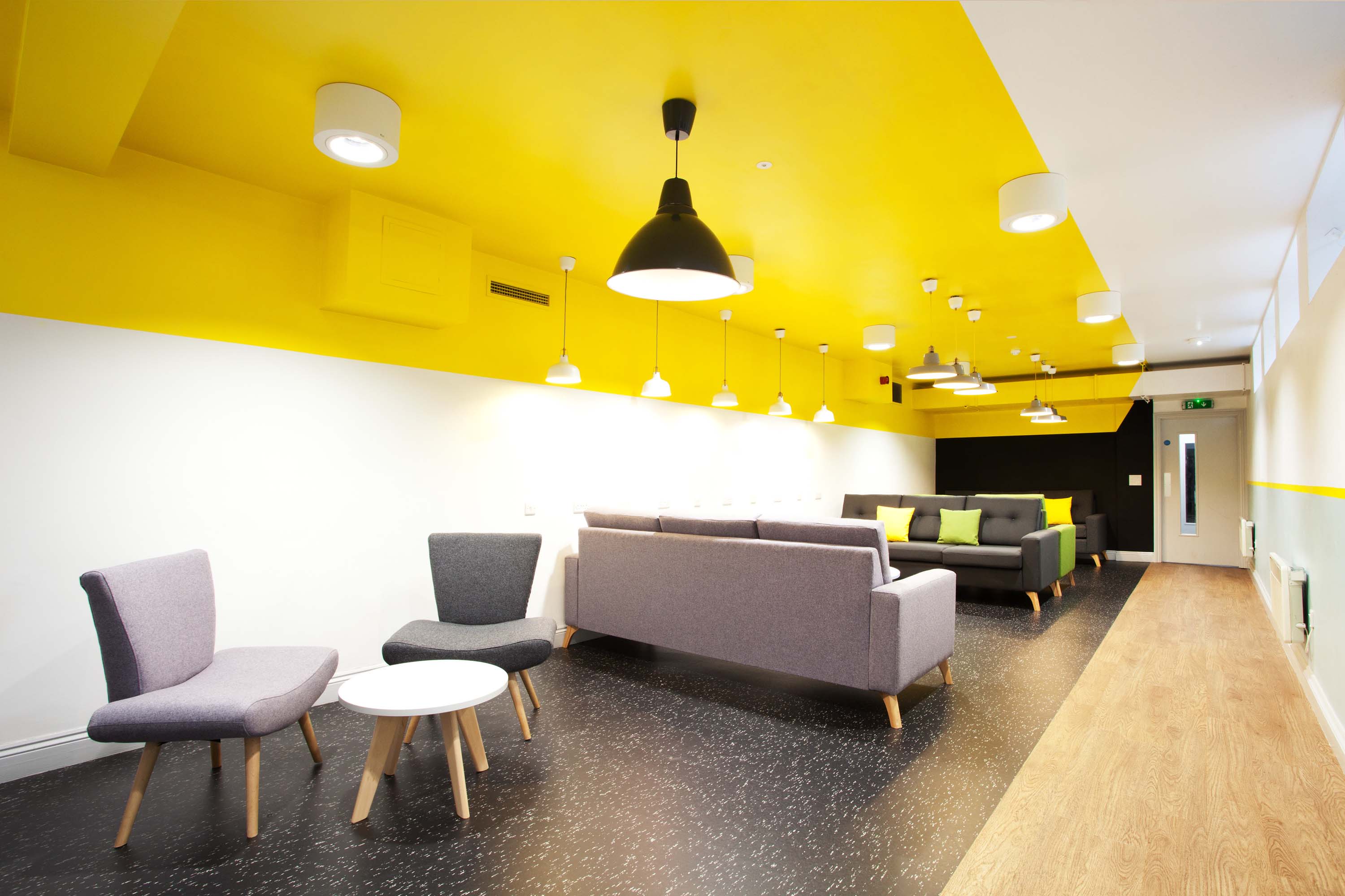 Sofas and seating in a common room