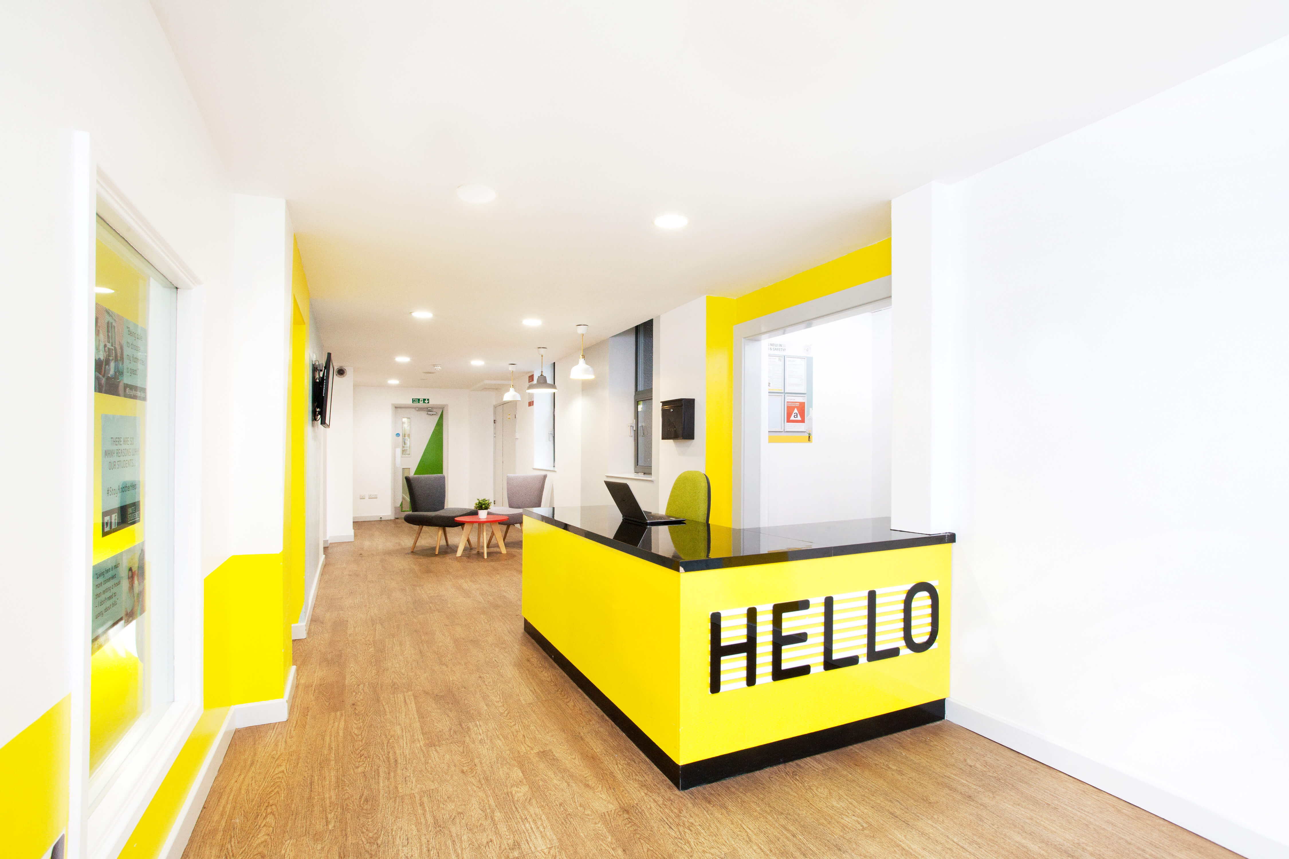 Reception desk and seating area