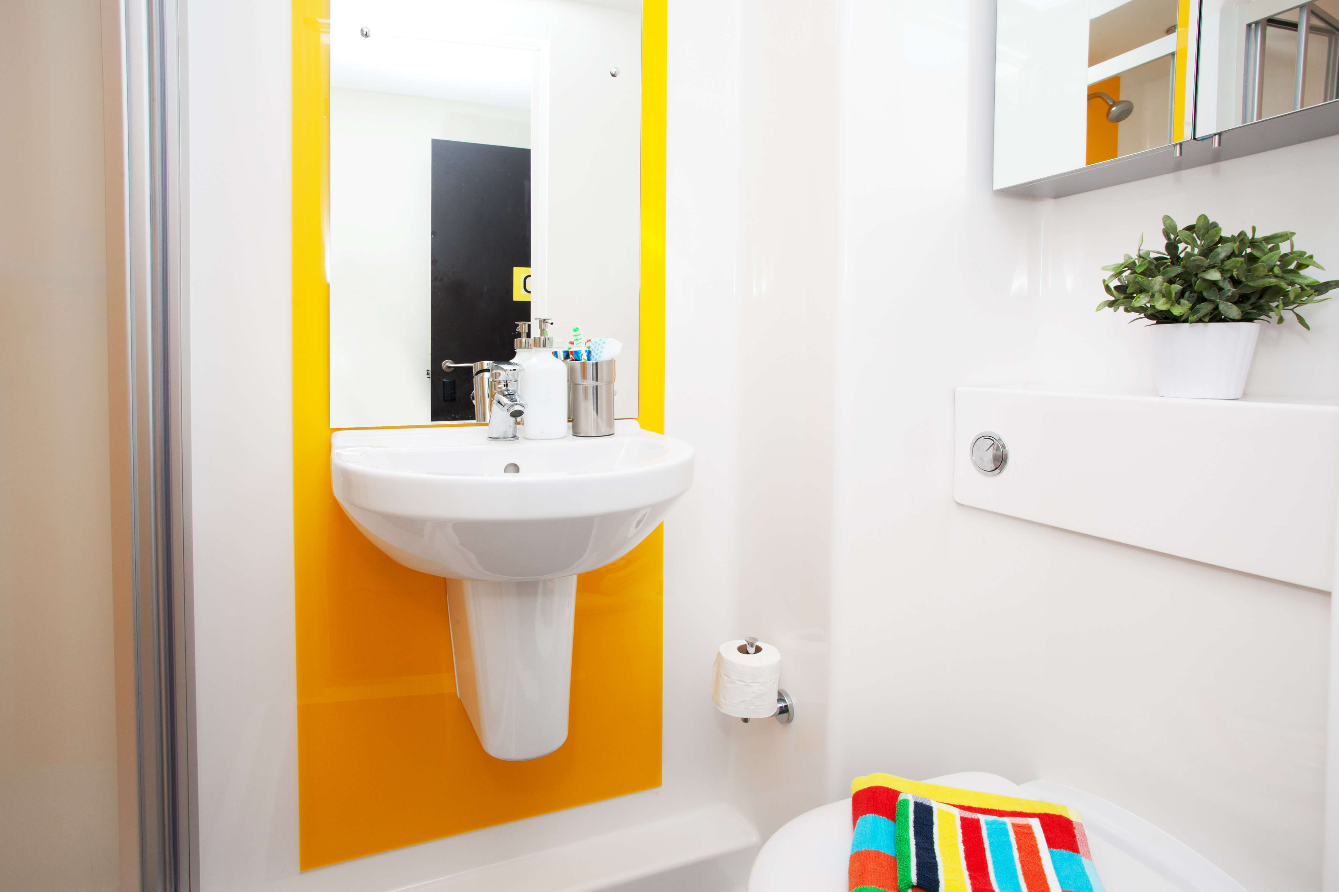 Sink and toilet in bathroom