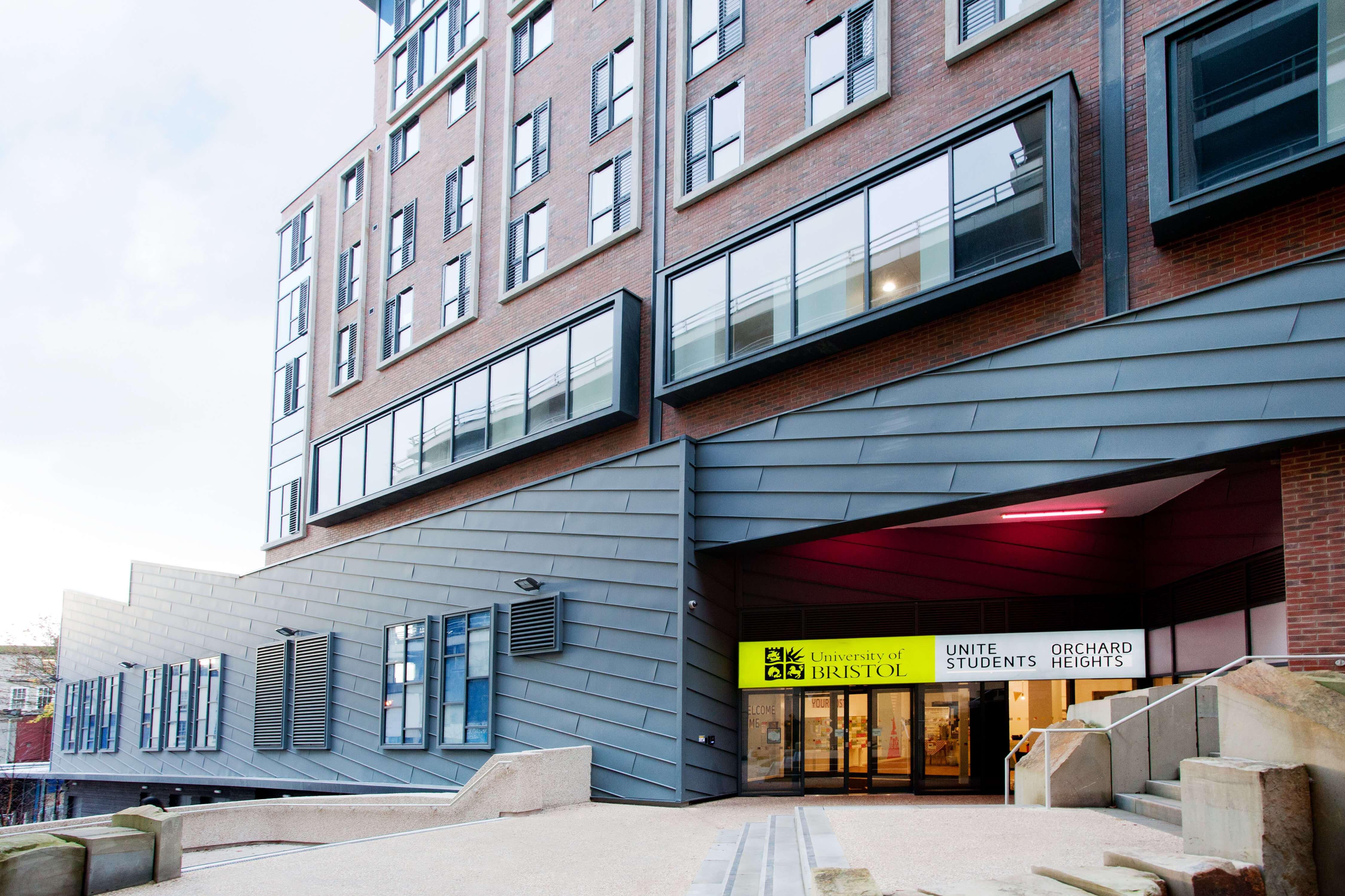 Entrance of Orchard Heights building