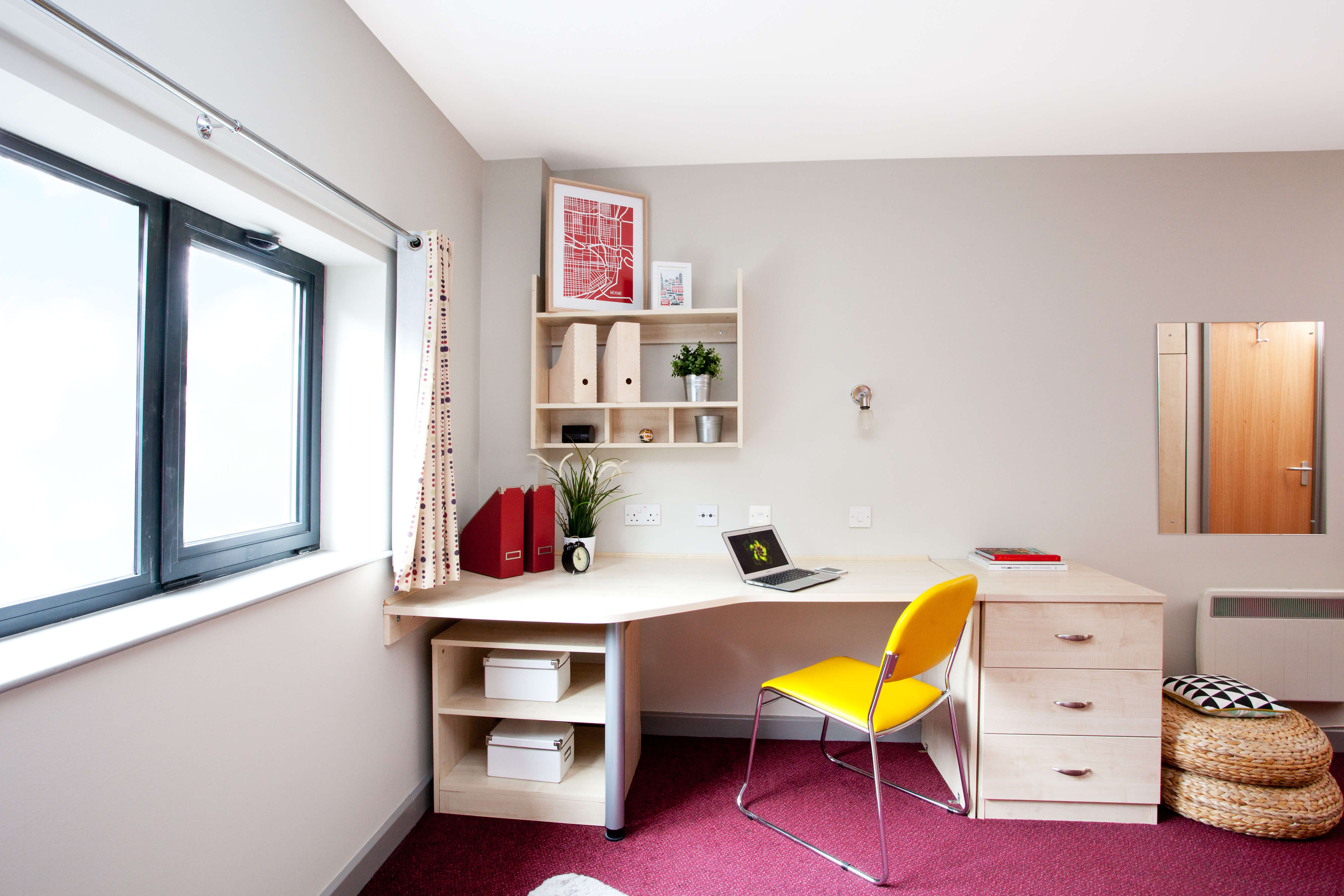 Desk and chair in study space