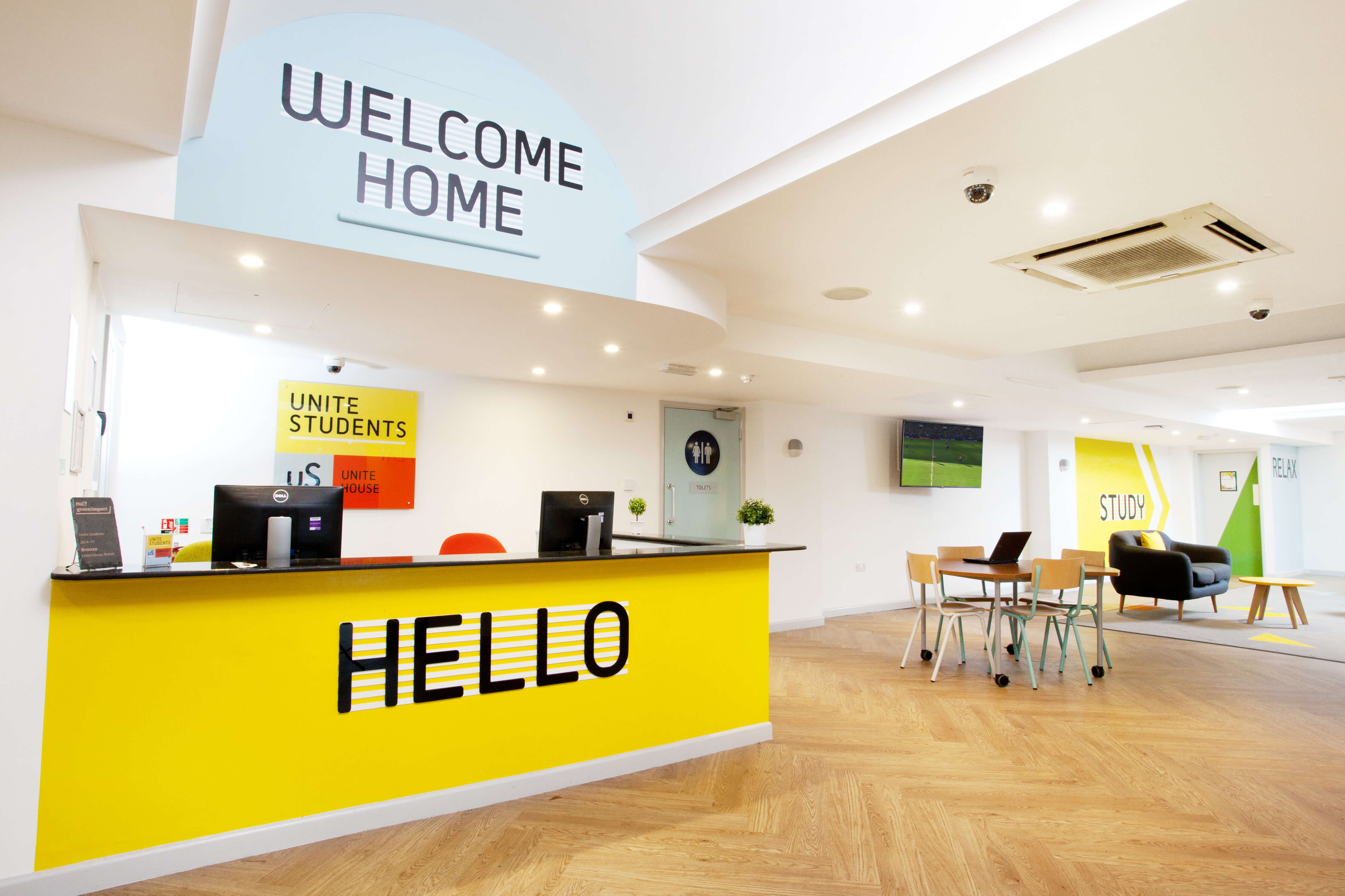 Reception desk and seating