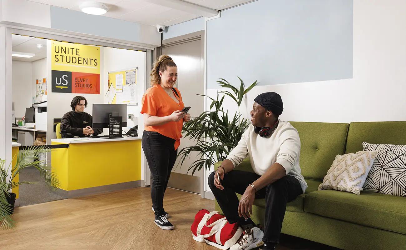 Students in the reception area