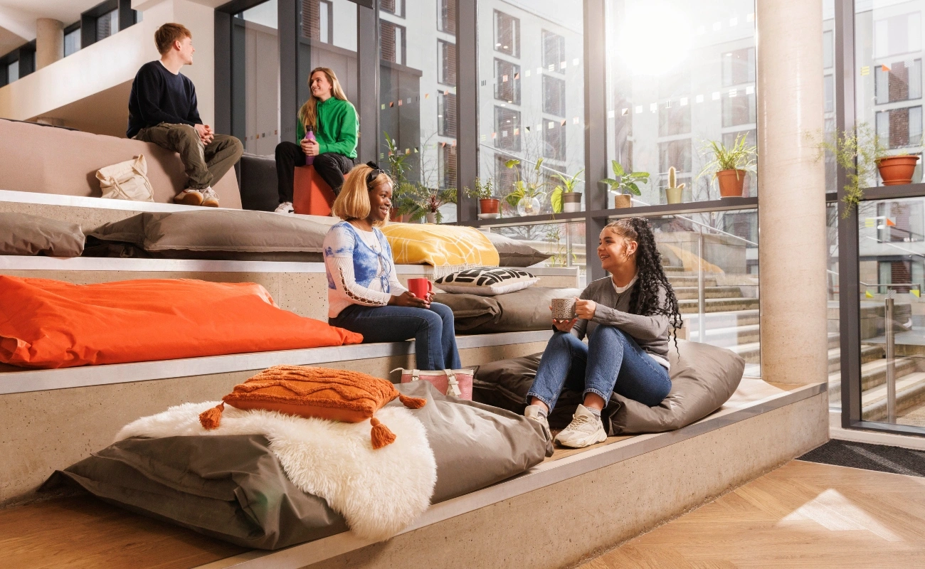 Students in the TV area
