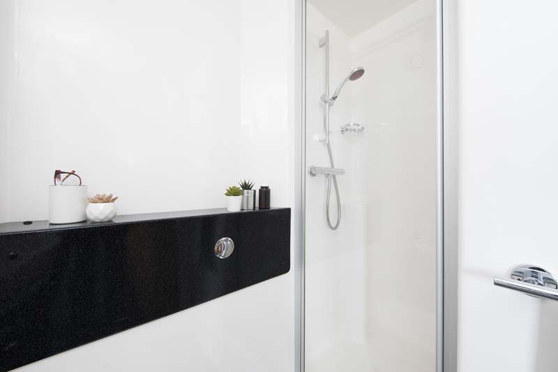 Shower in a Classic Studio bathroom (representative of Premium Range 1 Studio)