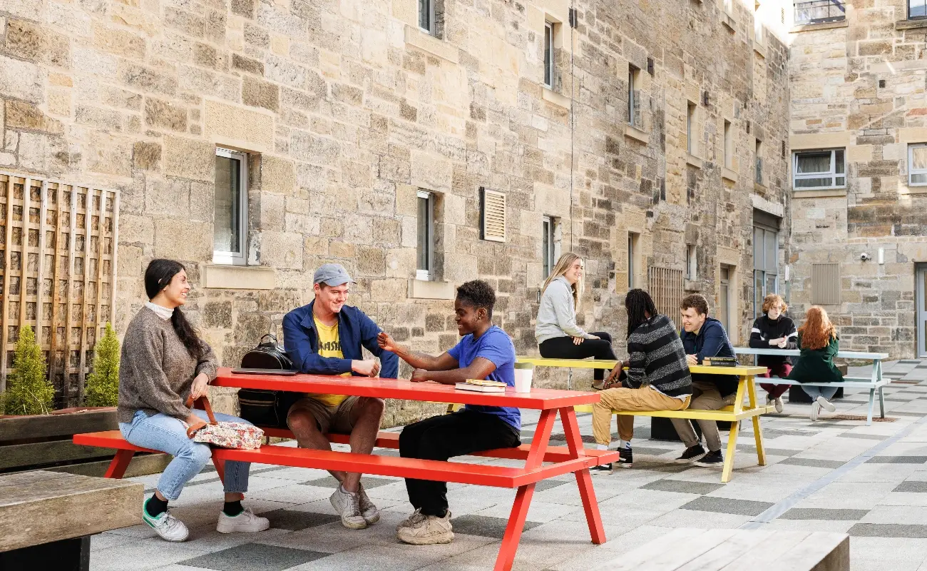 Students in the courtyard