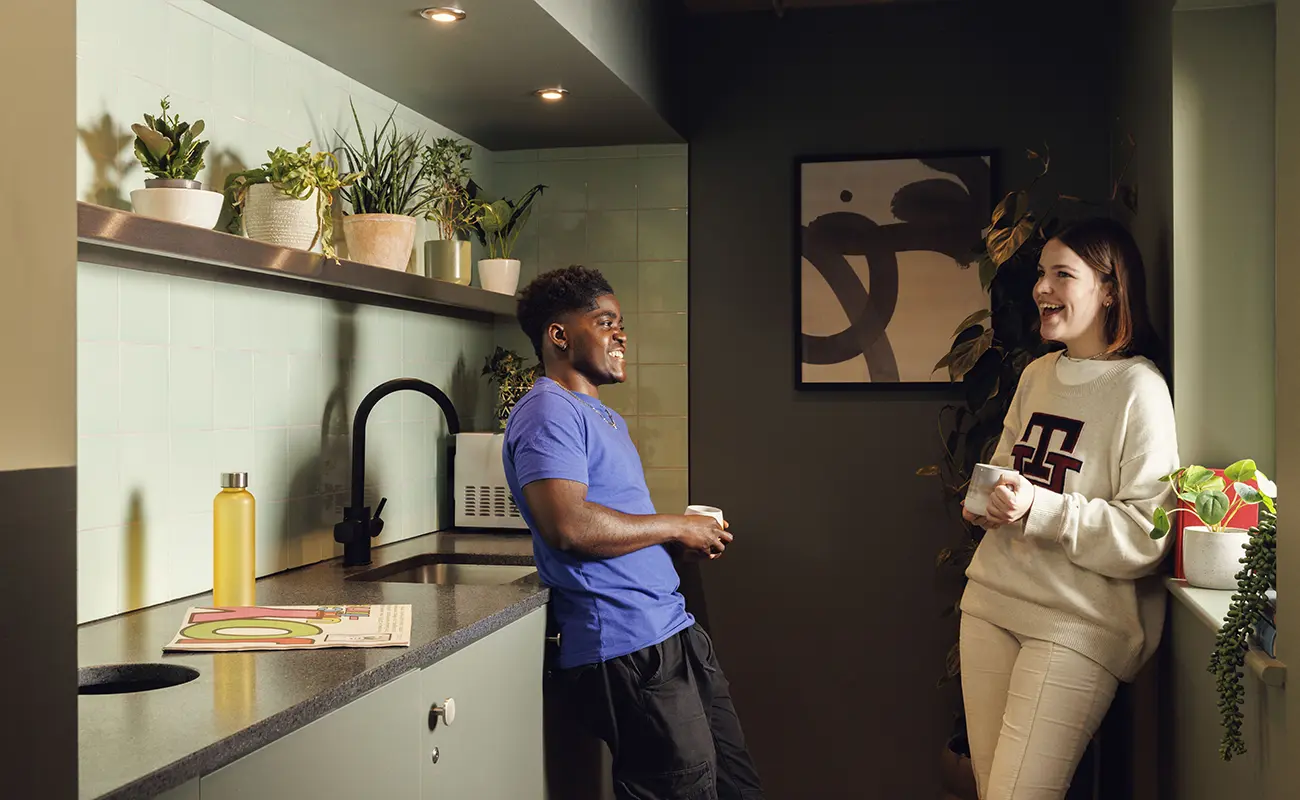 Students in the kitchenette