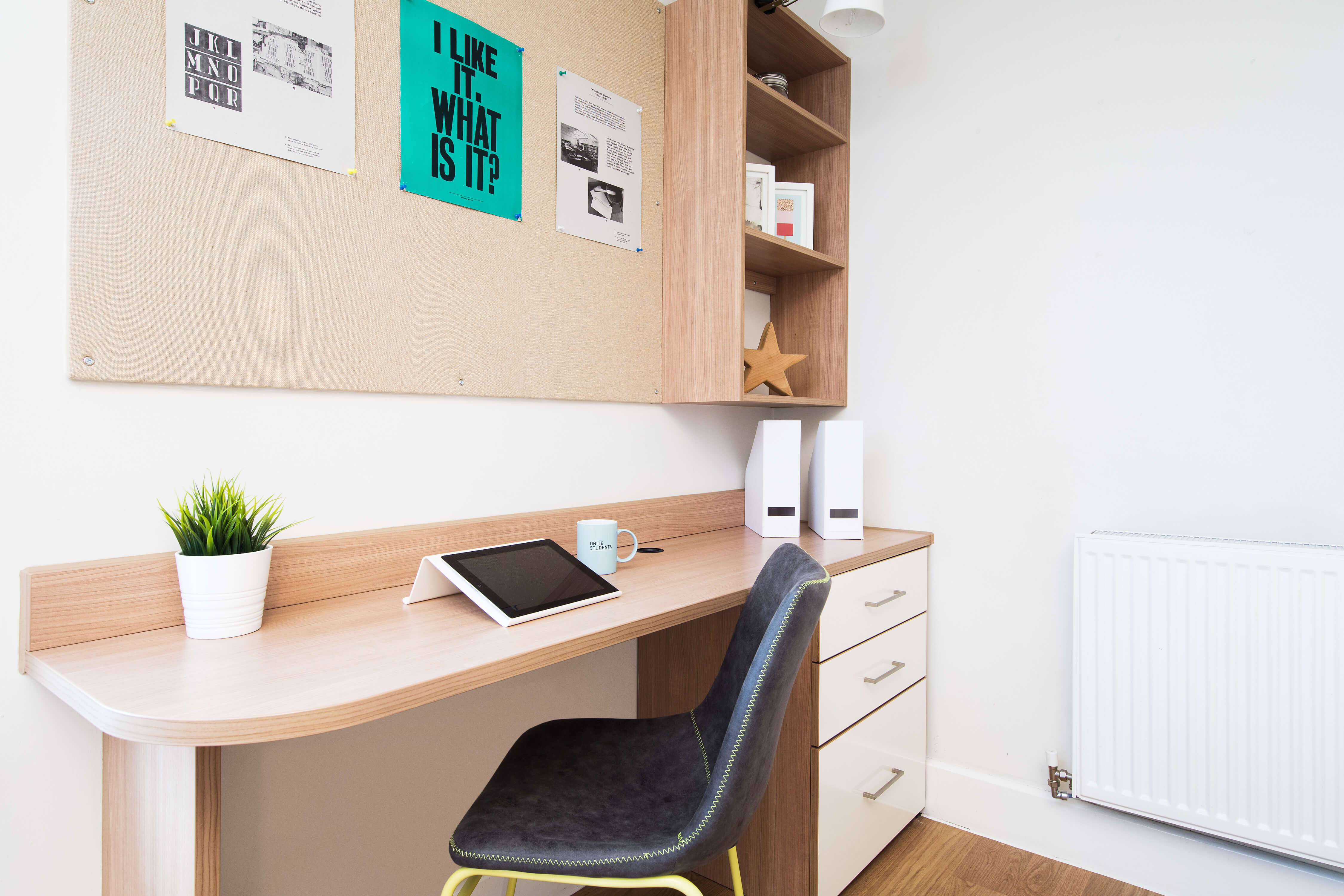 Desk and chair study space