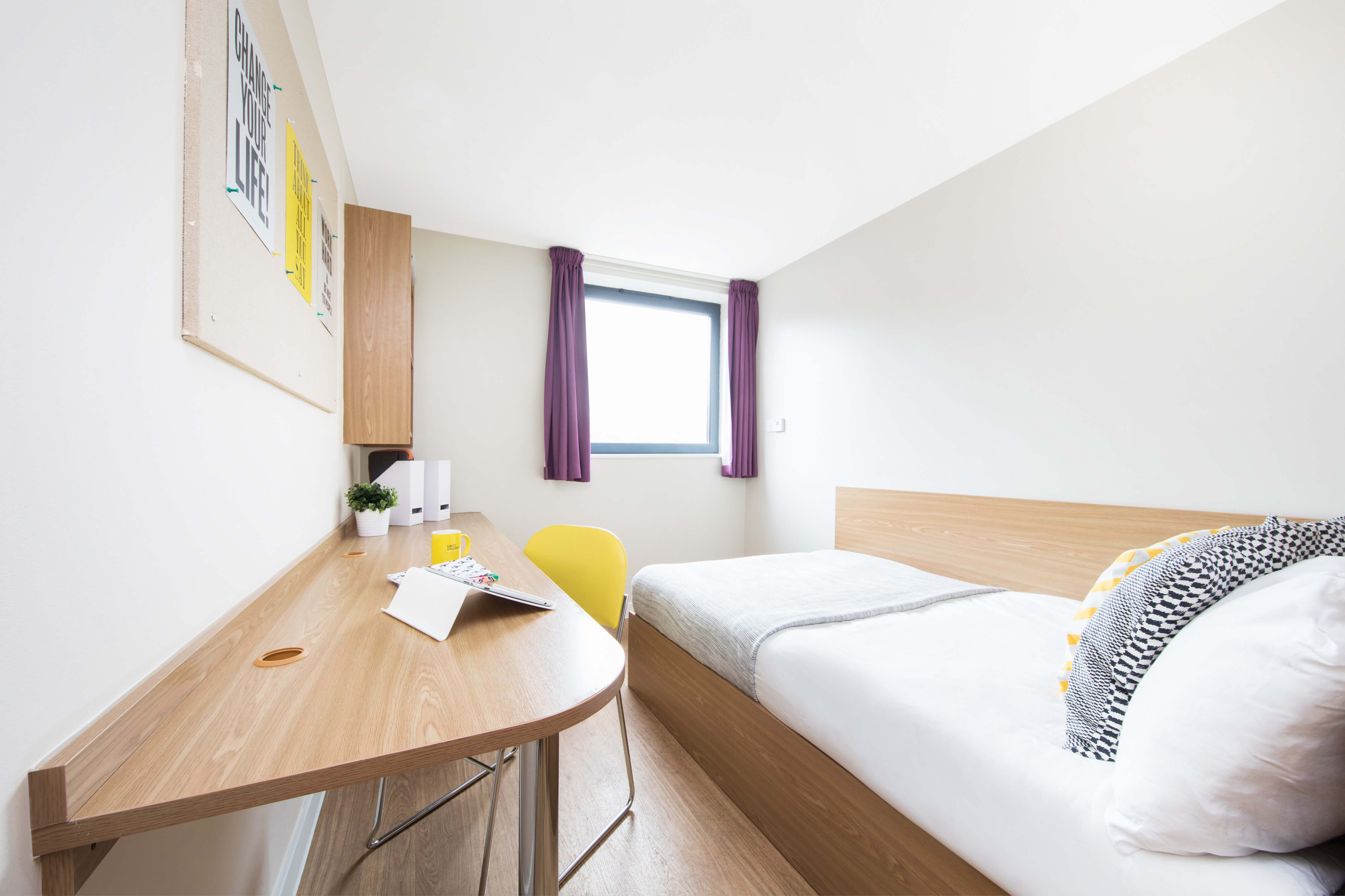 Bed and study space