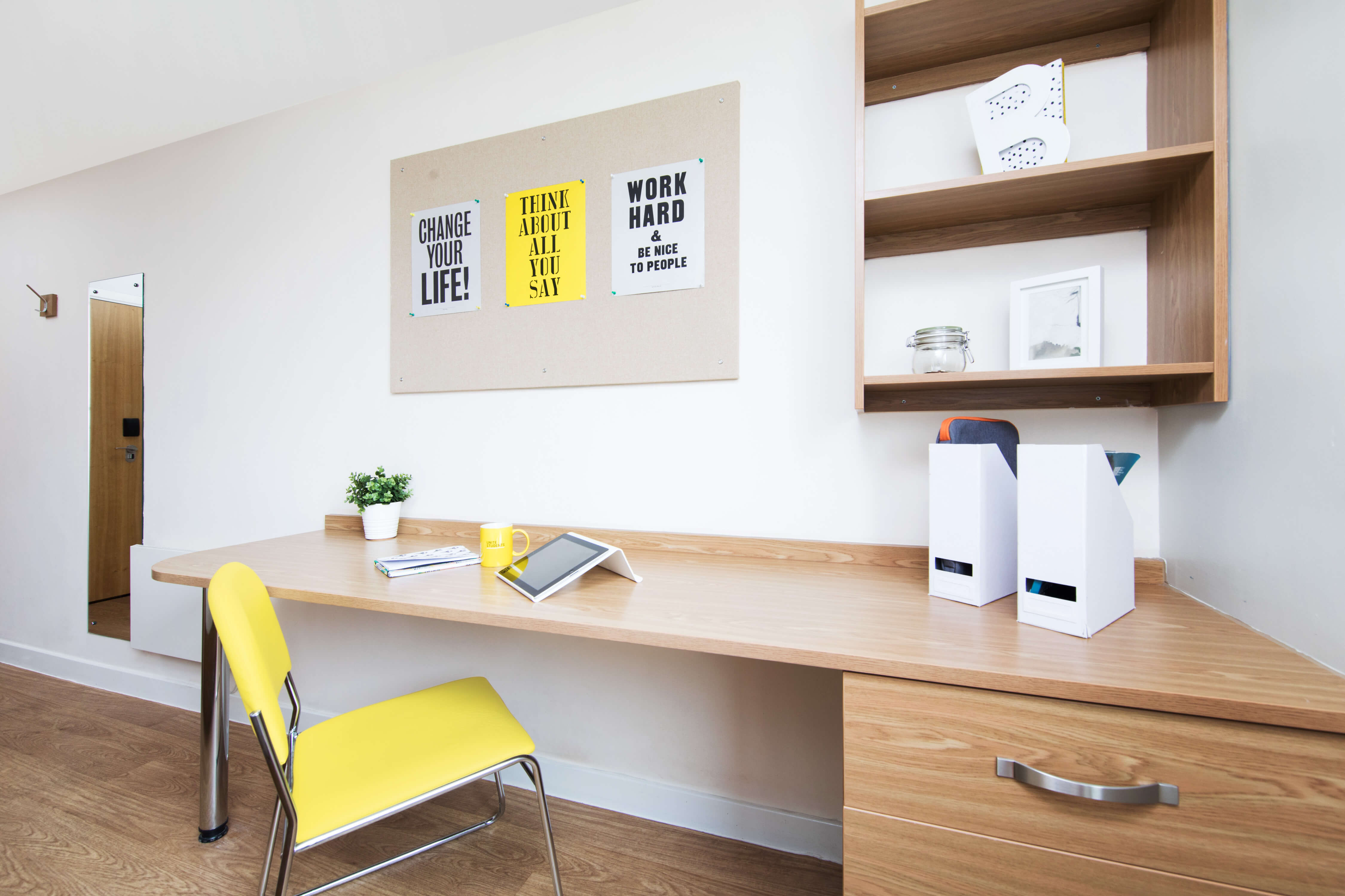 Desk and chair in study space