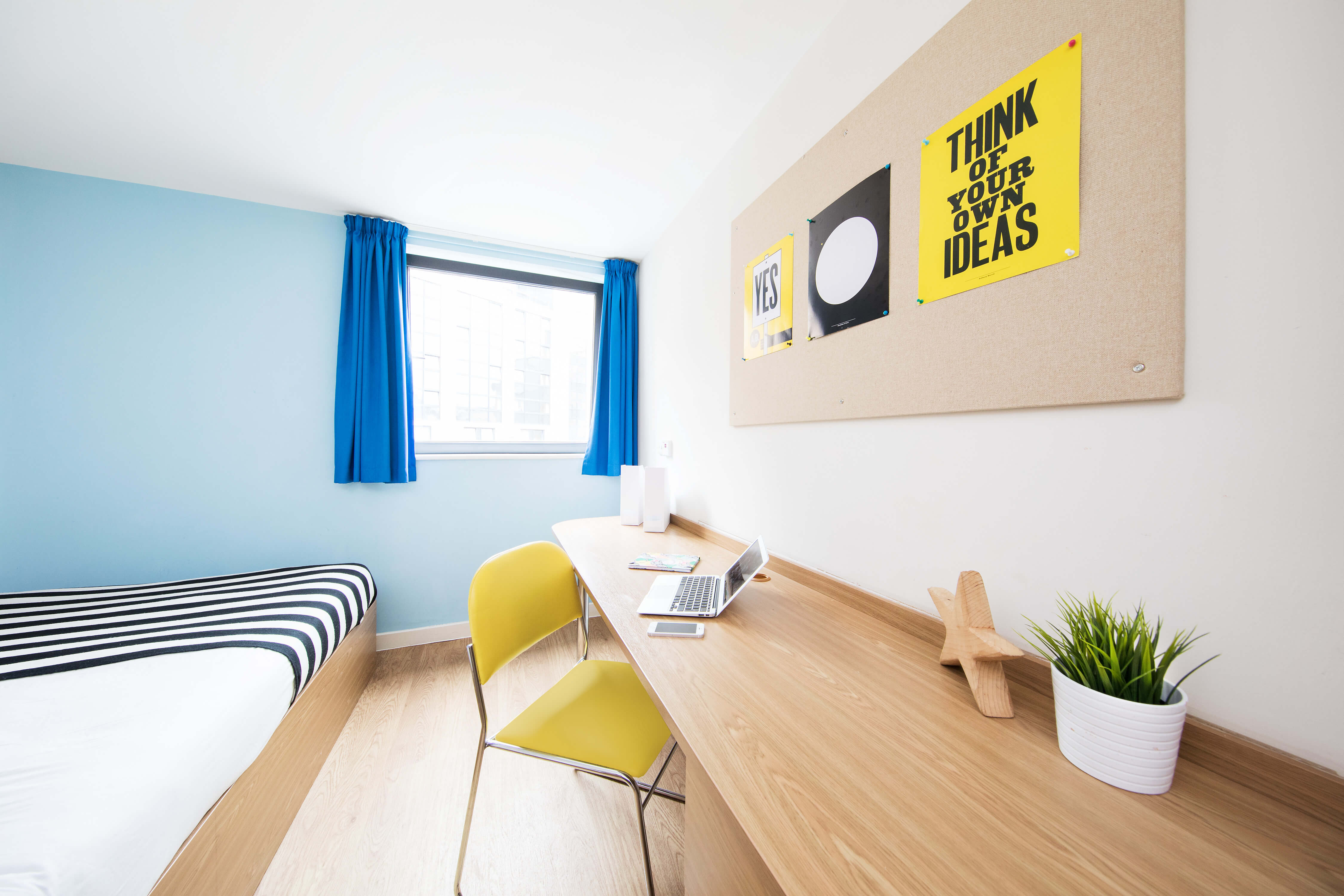 Desk and chair in room study space