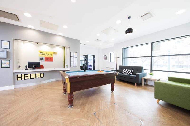 Pool table in the common room and reception
