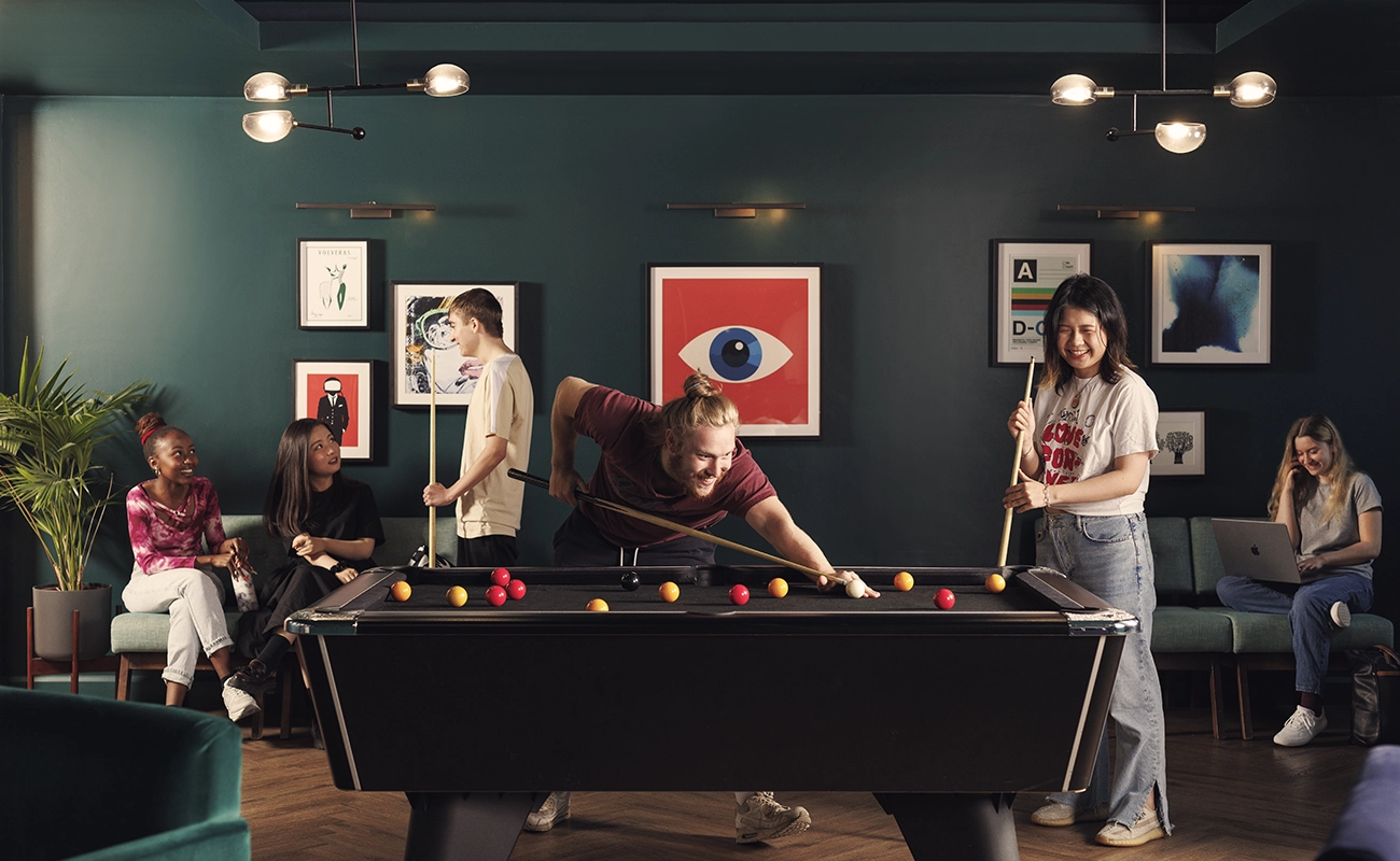 Students in the games room