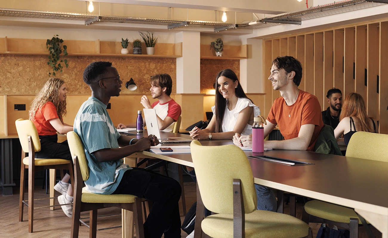 Students in the shared study room at Sky Plaza