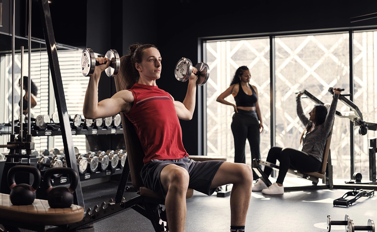 Students using the gym