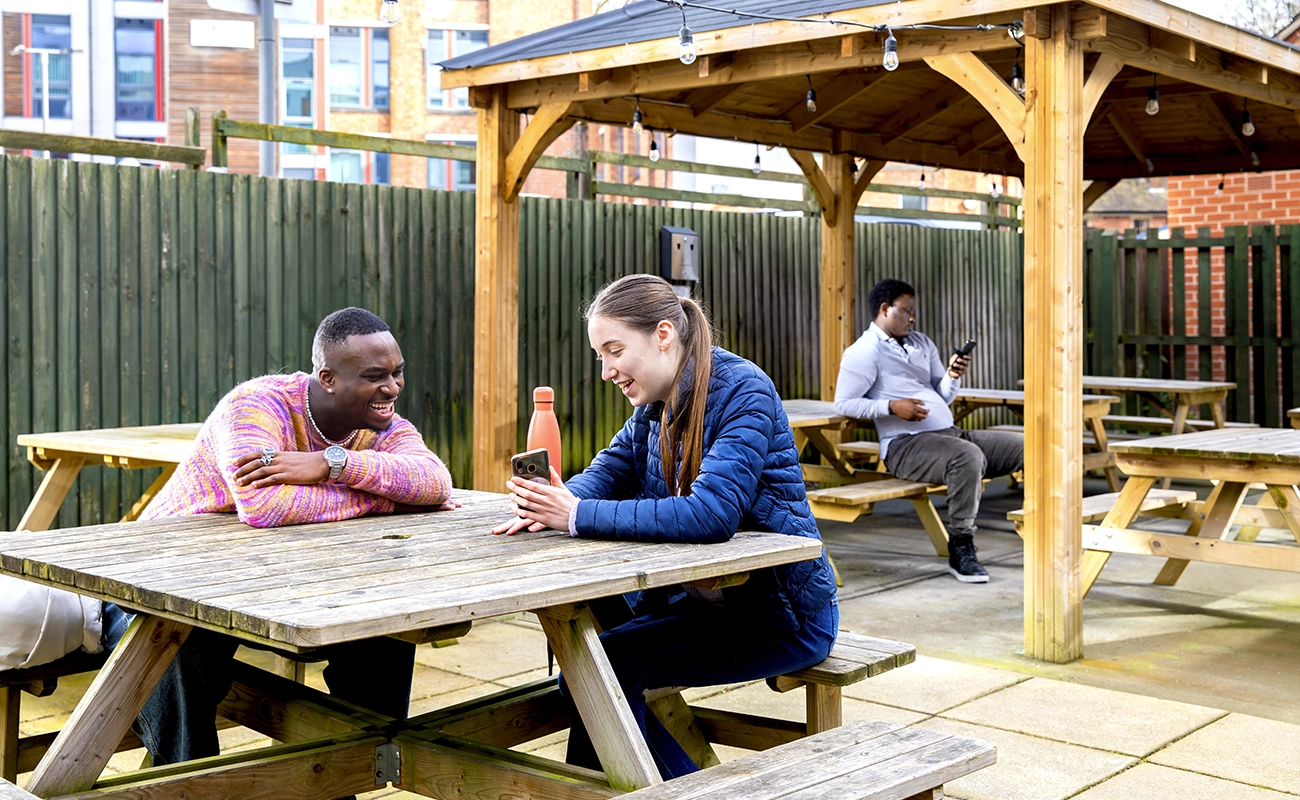Students in the courtyard