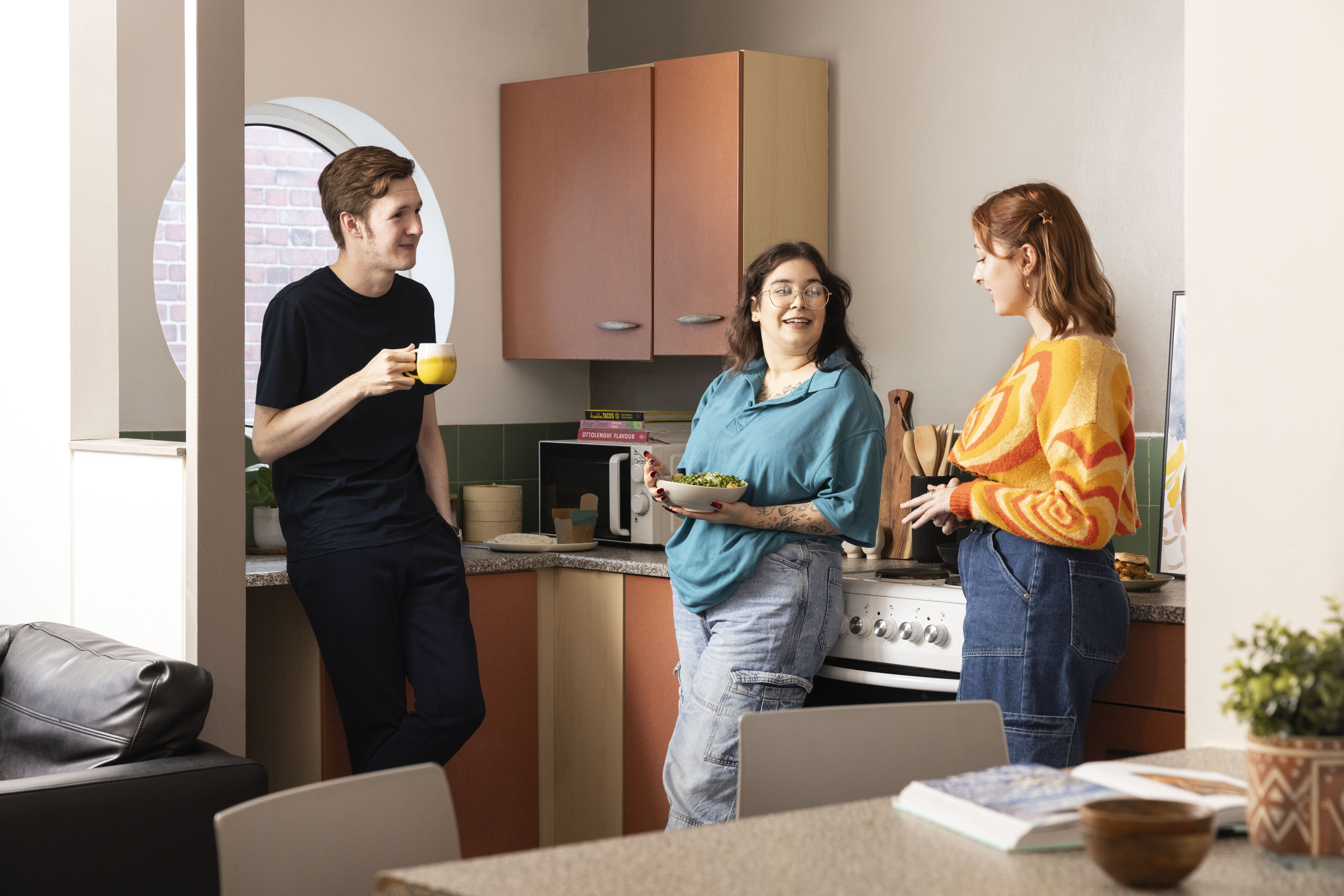 Students stood in shared kitchen