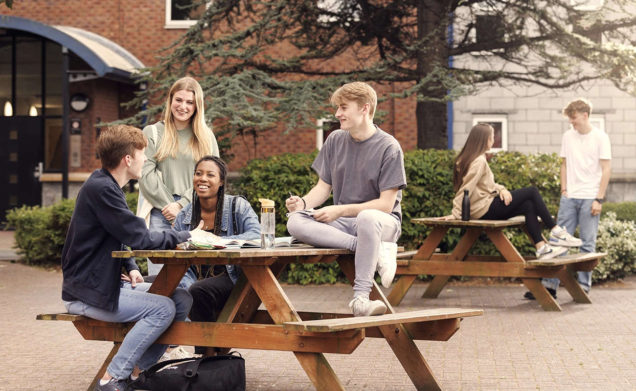 Students in the courtyard