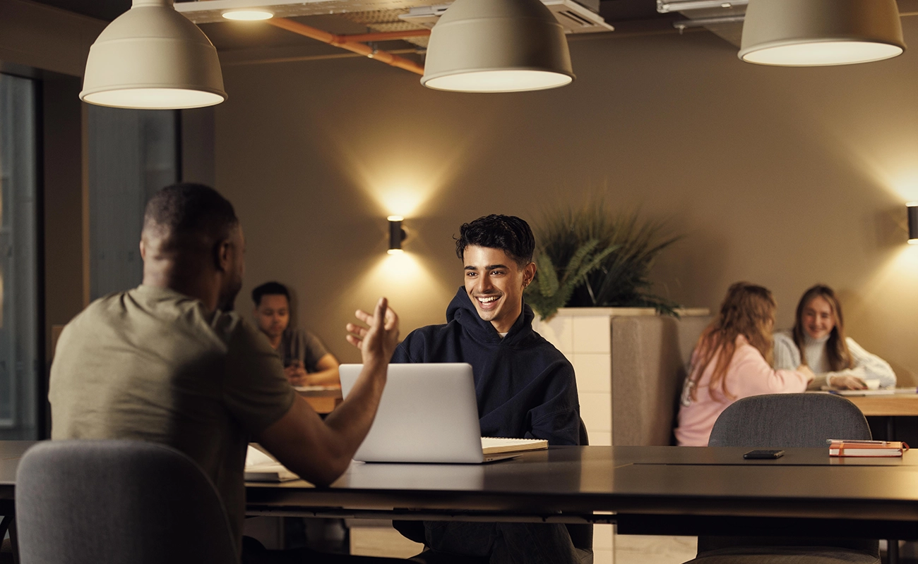 Students in the common room study area