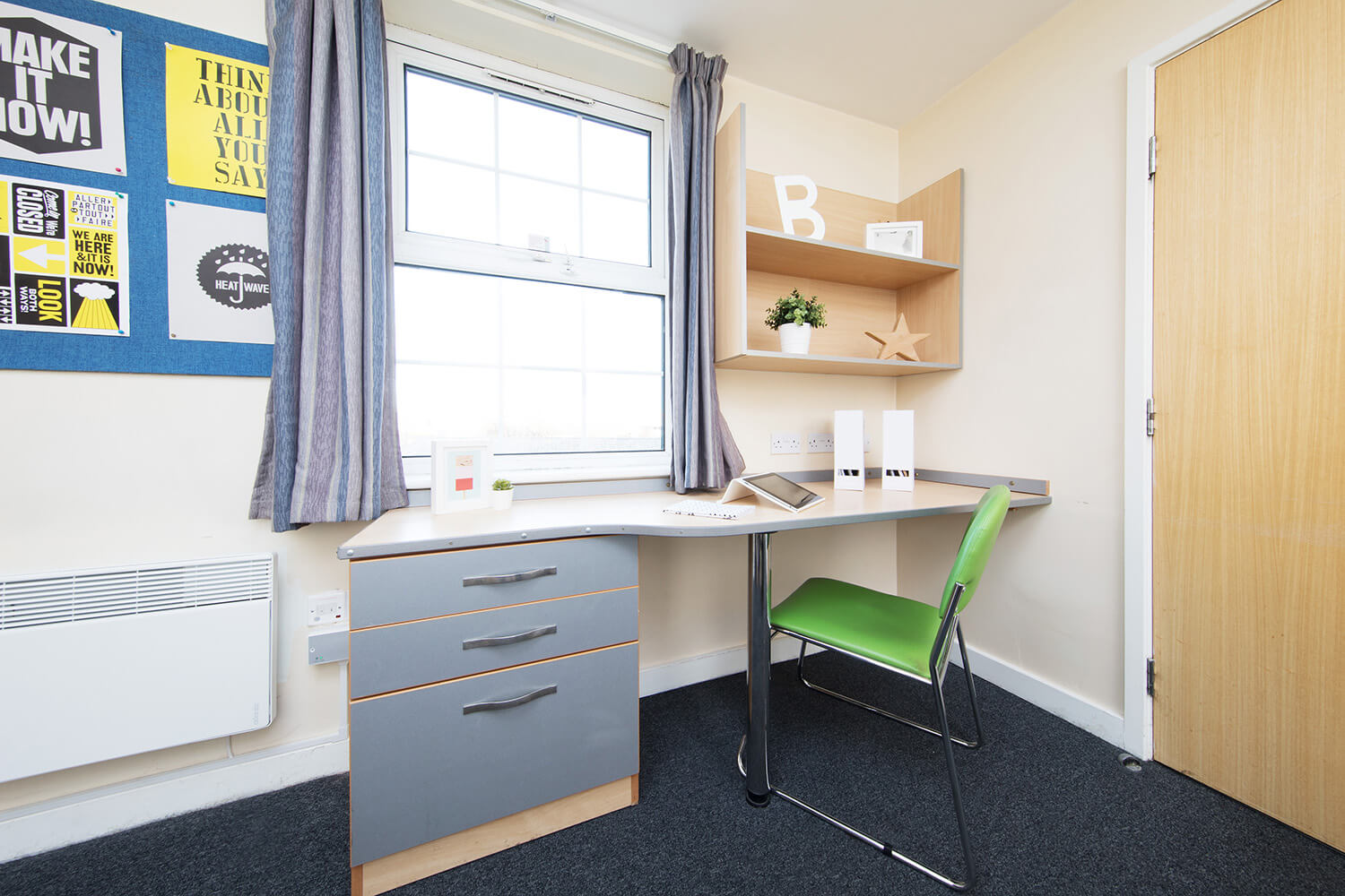Student accommodation study desk with chair in Liverpool