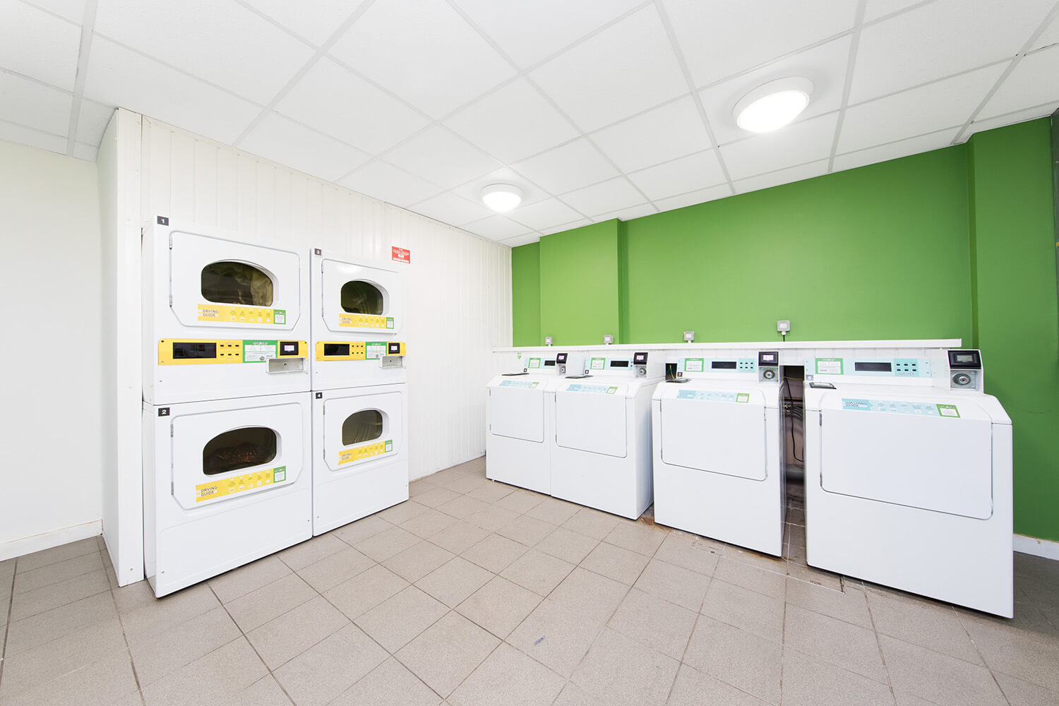 Student accommodation laundry room with washing machines in Liverpool