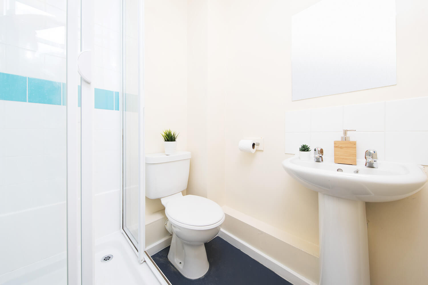 Student accommodation bathroom sink and toilet in Liverpool