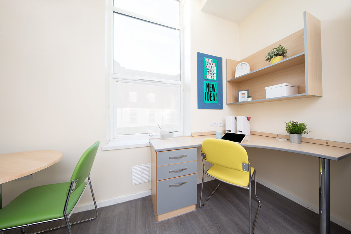 Student accommodation study desks and chairs in Liverpool