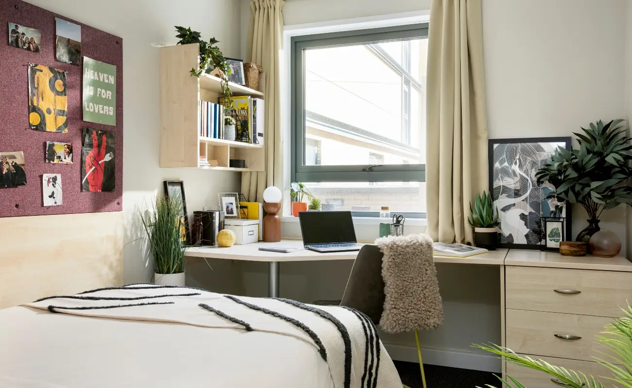 Bed and study space in an Ensuite Classic